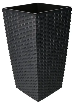 Productafbeelding van KOTARBAU® Bloempot, 200 x 200 x 376 mm, rotan design, vierkant, met binnenpot, antraciet