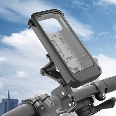 Produktbild von Handyhalterungen, Fahrrad Handyhalterung, Vollständig geschlossener, wasserdichter Handyhalter, Höhenverstellbar, 360° drehbar mit Touchscreen