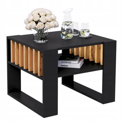 Produktbild von Couchtisch Mit Lamellen 55x55 Schwarz/WOTAN Loft