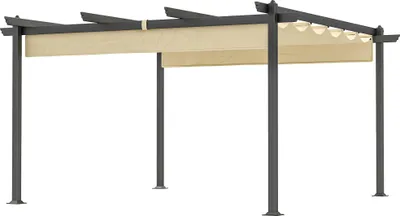 Produktbild von Verstellbare Garten-Pergola, Pavillon mit Aluminium-Rahmen, Outdoor-Baldachin, für Garten, Balkon, Terrasse, Beige