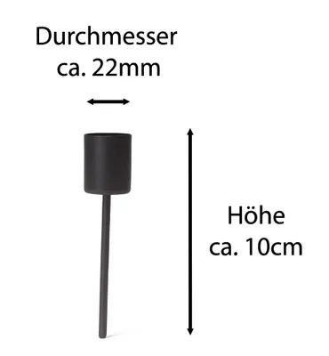 Produktbild von Novaliv 4x Stabkerzenhalter Schwarz I Kerzenpick 10 x 2,5 cm Kerzenstecker für Stabkerzen I Kerzenpin Adventskranzdekoration Kerzenleuchter I Dekoration Weihnachten