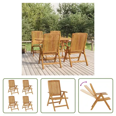 Image de The Living Store Chaises de jardin 4 pcs. Réglable bois massif teck