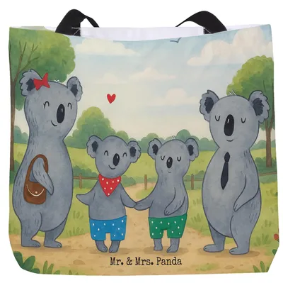 Produktbild von Mr. & Mrs. Panda Schultasche Koala Familie zwei Design - Weiß - Geschenk, Muttertag, Koalabär, Strandtasche, Tote Bag, Familienzeit, Laptoptasche, Tasche, Beutel