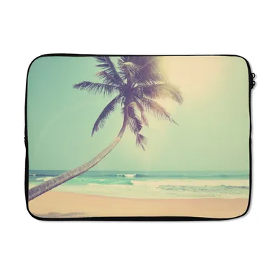 Produktbild von MuchoWow® Laptop Hülle 14 ZollRetro - Palme - Sonne - Sommer Laptoptasche - Laptoptasche - Stoßsicher - Schutzhaube