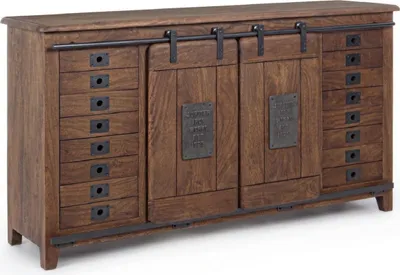 Obrázek produktu pro Casa Padrino příborník ve vintage stylu se 2 posuvnými dveřmi a 16 zásuvkami tmavě hnědý 168 x 43 x v. 94 cm - Skříň z masivu - Nábytek ve vintage stylu - nábytek - Nábytek z masivu