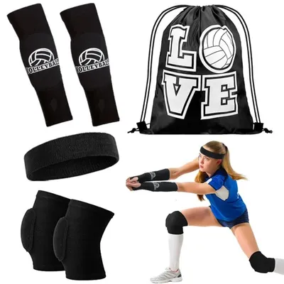 Imagen del producto de INF Set de protección para brazos de voleibol 4 piezas — mangas acolchadas y transpirables para codo y rodilla con diseño antideslizante extendido, L