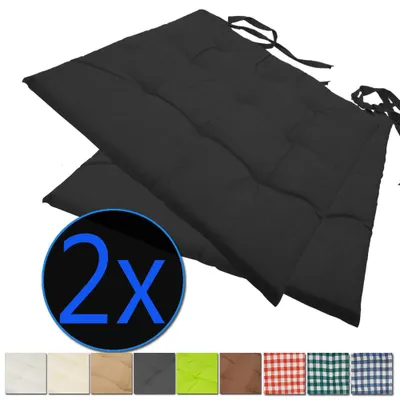 Produktbild von Stuhlkissen Nizza 38x38 cm 2er Pack Sitzkissen mit Steppung, Farbe:Anthrazit