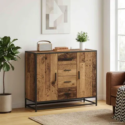 Immagine prodotto di vidaXL Credenza laterale in legno impiallacciato, 92 x 35 x 76 cm, realizzata in legno composito