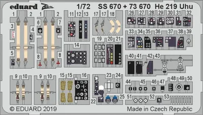 Produktbild von Eduard Accessories SS670 - 1:72 He 219 Uhu for Dragon