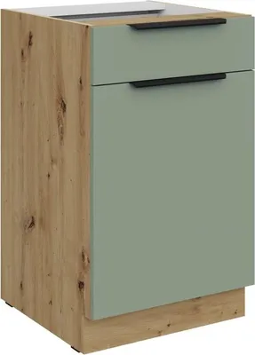 Obrázok produktu pre Dolná skrinka so šuplíkom LUNARA - šírka 50 cm, zelená / dub artisan