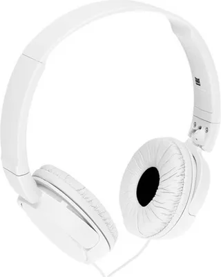 A white pair of Sony MDR ZX110 headphones is shown against a white background.