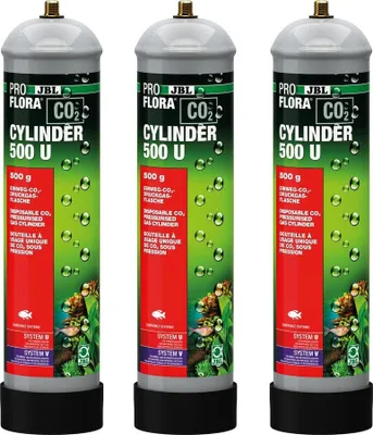 Produktbild von JBL PROFLORA 3 x u500 CO2-Einweg-Vorratsflasche 500g Set
