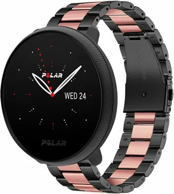Produktbild von Strap-it Stahlarmband - Kompatibel mit Polar Ignite Armband Ersatzarmband Edelstahl Armband mit faltschließe Sportuhr zubehör für Polar Unite Armband Schwarz