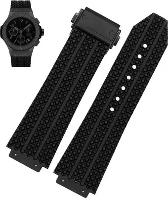 Immagine prodotto di Cinturino per orologio, materiale in gomma, chiusura in acciaio, nero-nero-A, 25 mm-19 mm-b