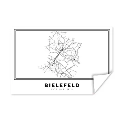 Produktbild von MuchoWow® Poster Stadtplan - Deutschland - Schwarz und weiß - Bielefeld - Karte 180x120 cm - Fotoplakat