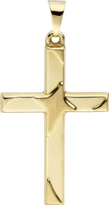 Produktbild von Anhänger Kreuzanhänger Goldkreuz Kreuz, teilmattiert, 375 Gold Gelbgold