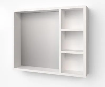 Produktbild von Badezimmerspiegel, Weiß Badspiegel, Wandspiegel mit Ablagen. Spiegelschrank.