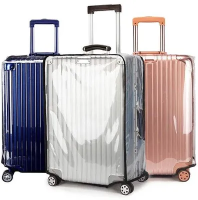 Image de Housse de protection transparente Unyqoos® avec bordure noire – 28 pouces, en PVC, imperméable et anti-poussière, pour valises de 59–64×47–50×29–32 cm
