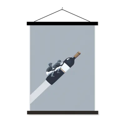 Produktbild von MuchoWow® Textilposter Flasche - Männer - Vintage 90x120 cm mit schwarzem Rahmen - Dekoration