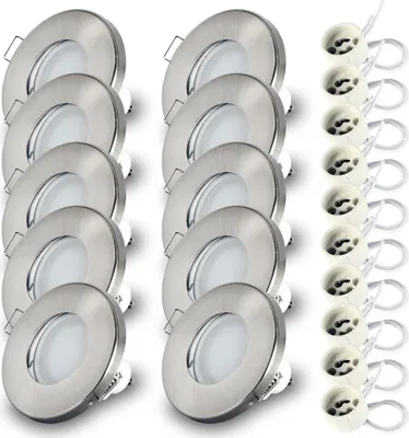 Obrázek produktu pro 10x zapuštěné bodové svítidlo SET LED 230V IP44 RIK.6 nikl matný GU10 7W neutrální bílá