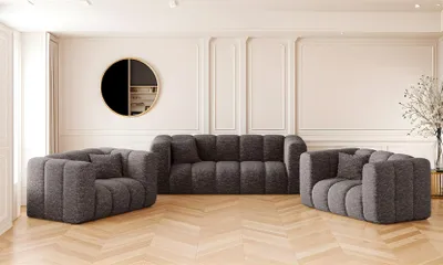 Image de Ensemble de canapés 2+1+1 série Grand stilvol, tissu Haga Graphit