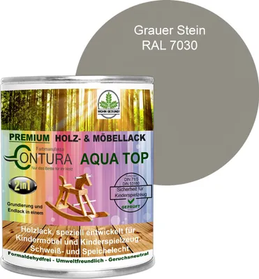 Produktbild von Contura 750ml. Möbellack Lack für Kinderspielzeug Buntlack DIN EN71/3 Buntlack Holzlack - RAL 7030 Grauer Stein