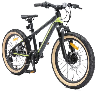 Produktbild von BIKESTAR Kinder Jugend Mountainbike 20 Zoll ab 6 - 7 Jahre | 7 Gang Hardtail MTB Sport Scheibenbremse Federgabel | Schwarz Grün