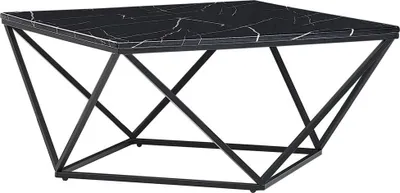 Produktbild von BELIANI Couchtisch Schwarz MDF Marmor Optik quadratisch 80x80 cm mit schwarzem Metallgestell Modern Glamour Stil Sofatisch Wohnzimmer Salon Möbel
