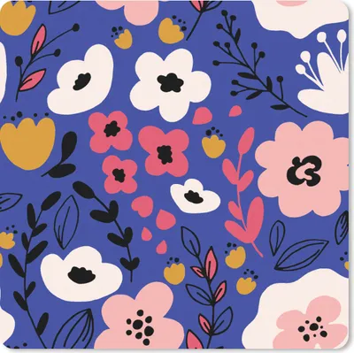 Produktbild von MuchoWow® Mauspad Mousepad Blumen - Blätter - Muster 20x20 cm - Mousepads - Maus Mat - Pad - Mausunterlage - Desk Mat - Bureauartikeln