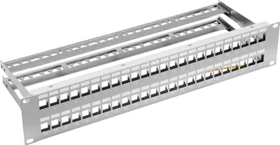 Produktbild von ProfiPatch Patchpanel 19 Zoll Verteilerfeld 48 Port Patchfeld für Keystone Module Rackeinbau 2HE grau
