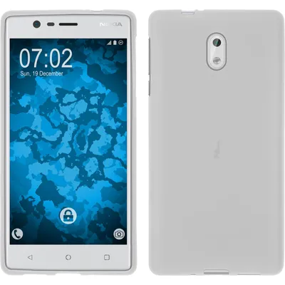 Produktbild von PhoneNatic Case für Nokia 3 Hülle Silikon weiß matt Cover 3 Tasche + 2 Schutzfolien