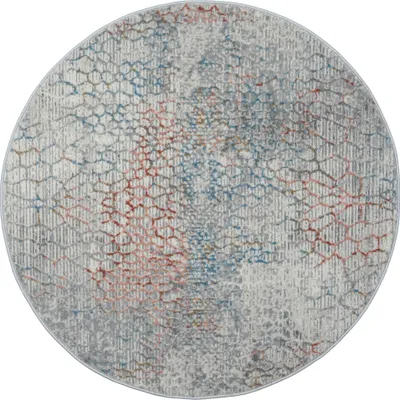 Produktbild von MY-RUG Teppich,Leikny, 120x120, Kurzflor-Teppich, grau, weich, gemütlich, mit schönem Muster, flachgewebt, rund