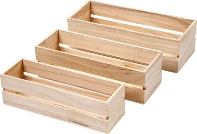 Produktbild von Creativ Company Obstkiste, H: 6,5+7+7,5 cm, L: 22+23,5+25 cm, B: 7+8,5+10 cm, 3 Stück 1 Set