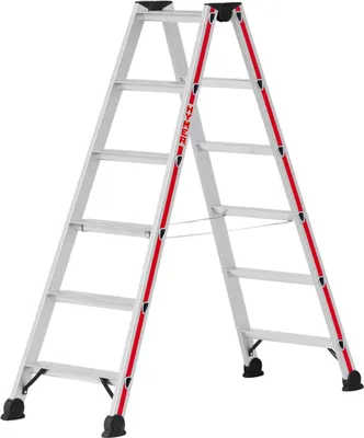 Obrázek produktu pro Hymer Alu Stehleiter 2x3 Stufen Doppelleiter, Klapptritt, Hähe 70 cm, Stehleiter