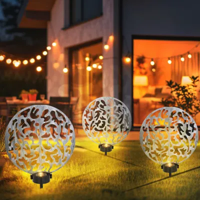 Produktbild von 3er Set LED Solar-Steckleuchte, Lichteffekt, antik silber, H 41 cm