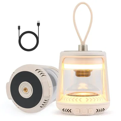 Produktbild von Campinglampen, LED-Campinglaterne mit 3 Lichtfarben, flackerndem RGB-Modus, Magnetfuß und flexiblem Griff, wiederaufladbare Campingbeleuchtung