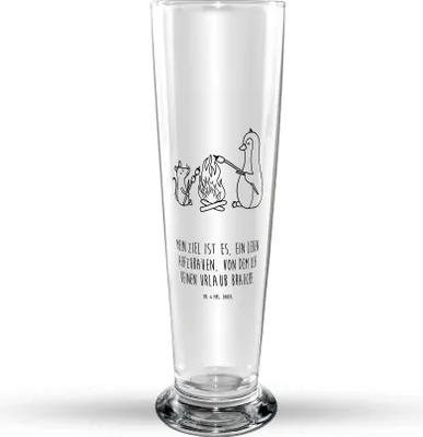 Produktbild von Mr. & Mrs. Panda Bierglas Pinguin Lagerfeuer - Transparent - Geschenk, Bier Glas, Feuer, Trinkglas, Glasbierglas, Glasbecher, Job, Arbeit, Bierbecher, Büro, Leben