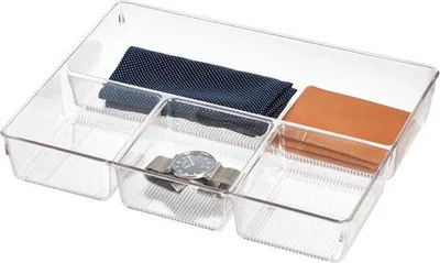 Productafbeelding van Ladeorganizer met 4 Vakken | Praktische Kunststof Ladeverdeler voor Kleding, Accessoires en Sieraden | Transparant 5,5 x 23 x 33 cm