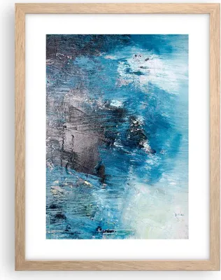 Produktbild von Gerahmtes Poster - Rahmen in heller Eiche - Abstraktion Blau Schwarz - 30x40 cm - Wand Bild - Wanddeko - Wandbilder - Wandposter - Bilderrahmen - Bilder - Kunstdruck - Wandbild - P2NPA30x40-4155