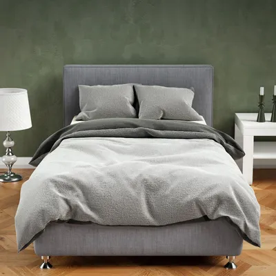 Produktbild von Teddy Plüsch Bettwäsche 155x200 cm Warme Winter Uni Wende Bettbezug Flauschig Anthrazit Grau 4 teilig