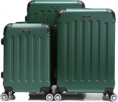 Image de Ensemble de valises à roulettes à coque rigide, 3 pièces, valises de voyage, bagages à main, sac de voyage, vert
