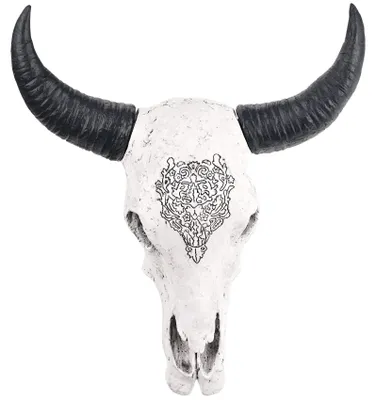 Stierkopf Wanddekor aus Harz mit Hörnern, Longhorn Schädel