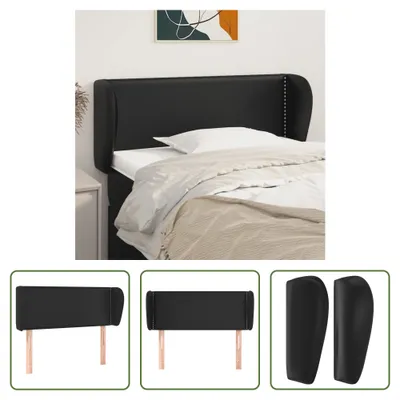 Produktbild von The Living Store Kopfteil mit Ohren Schwarz 103x23x78/88 cm Kunstleder