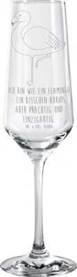 Produktbild von Mr. & Mrs. Panda Glas Flamingo Classic - Transparent - Geschenk, Trinkglas, Sektflöte, Champagnerglas, Stolz, Sektglas, Freundin, Ich, mit Gravur, Prächtig