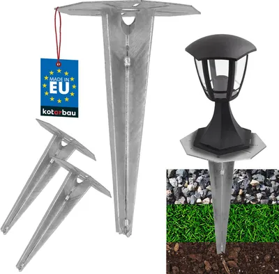 Produktbild von KOTARBAU® 2 Stk. Erdspieß Einschlaghülse für Gartenbeleuchtung 175 mm verzinkt Stahl Erdungsspieß Bodenanker Erdanker Einschlagbare Bodenhalterung für Gartenlampen Einschlagbodenhülse Bodenhülse Anker