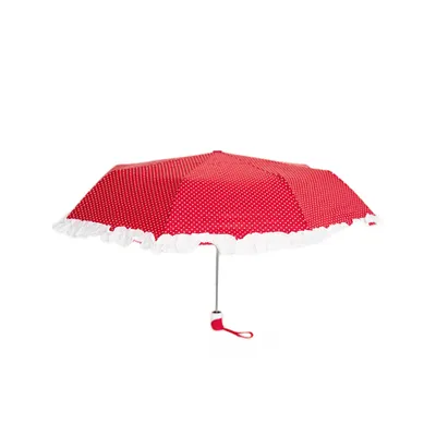 Imagen del producto de Paraguas telescópico elegante con funda protectora, de color rojo. Combina estilo y practicidad