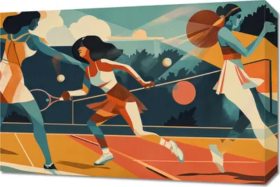 Immagine prodotto di Quadro 60x40 cm Le campionesse del campo da tennis