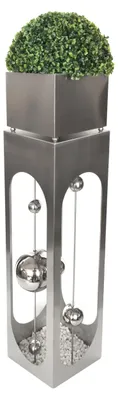 Produktbild von Pflanzsäule OSCAR Silber Edelstahl | Pflanzkübel hoch Blumenkübel Pflanzkasten
