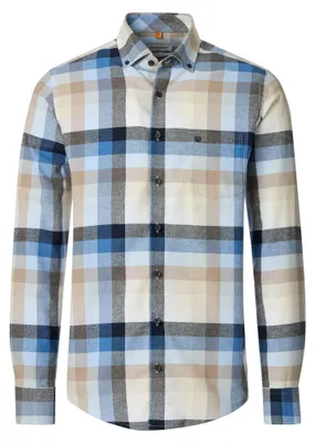 Produktbild von Redmond - Casual Fit - Herren Flanell Freizeithemd (262030112), Größe:L, Farbe:Blau(100)