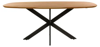 Image de Table à manger FURNLUX Arhus Acacia et noir 180 cm / Couleur principale : marron / Dimensions : 180 x 77 x 95 cm
